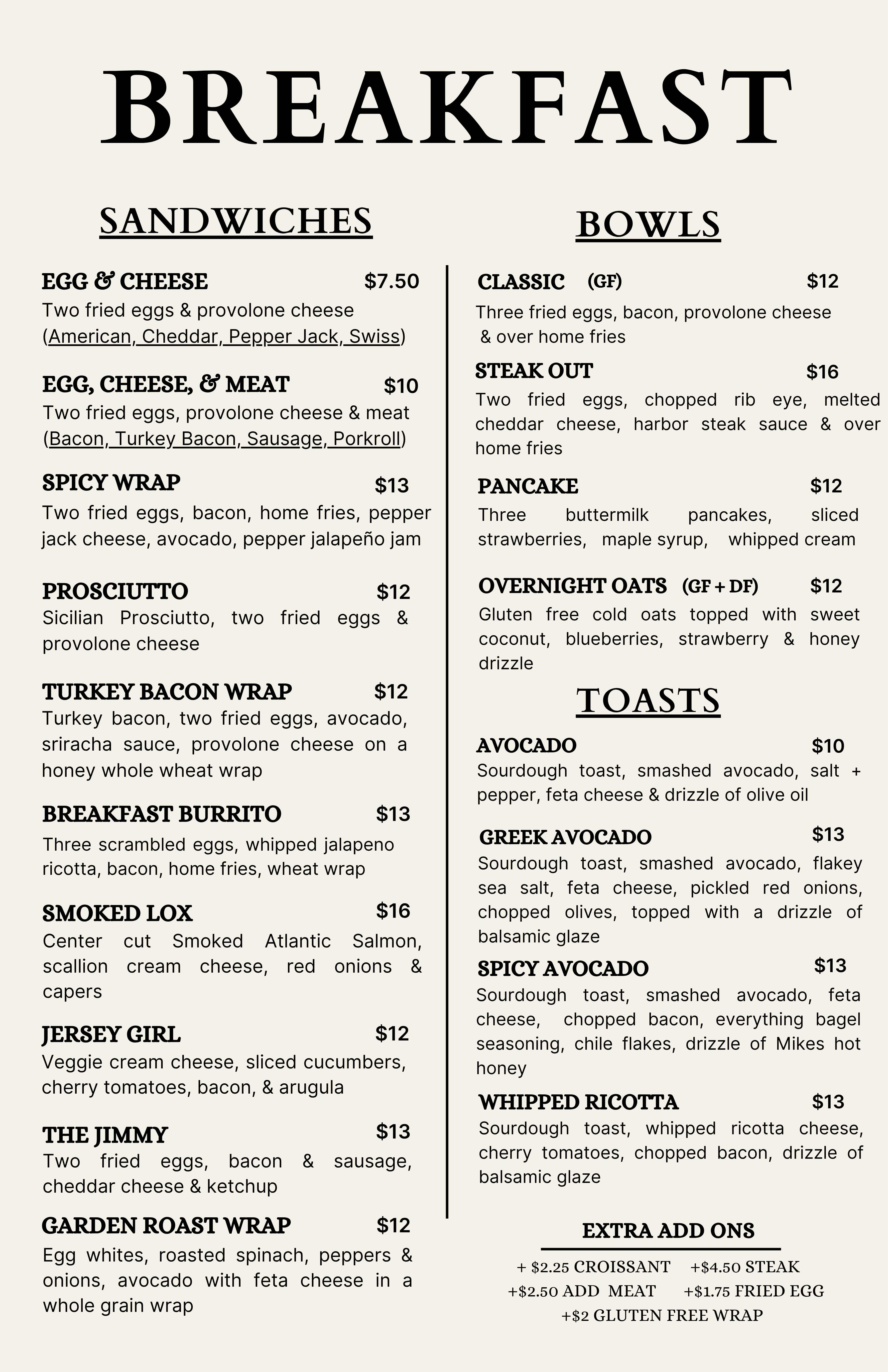 Breakfast Menu