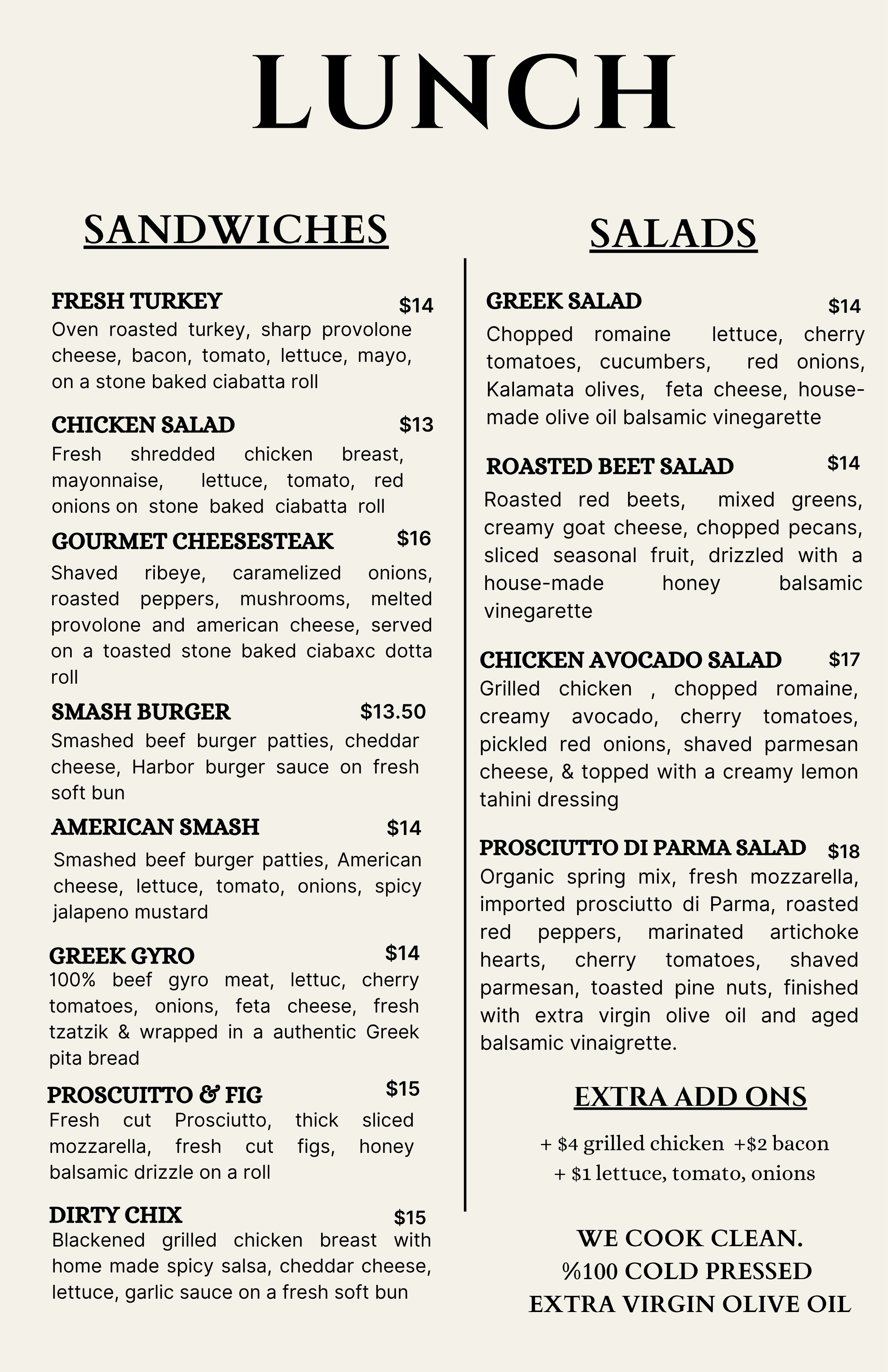 Lunch Menu